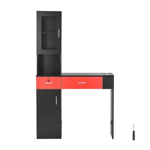 VEVOR Salon Workstation, Wall-Mounted Unit for Hair Professionals, Spa Styling Storage Solution, Includes 1 Cabinet, 3 Shelves, and 2 Drawers (One with Lock), in Sleek BlackVEVOR Super Brand Day