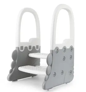 2 Step Stool with Handles for Kids, Anti-Slip Sturdy Toddler Step Stool for Toilet Potty Training, Bathroom, Kitchen Counter Standing Helper