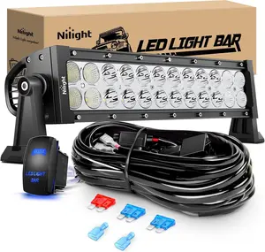 Nilight 13.5Inch 72W Output Curved Flood+Spot Combo LED Light Bar Car, Off Road Lights with 12V Compatibility, On/Off Switch, 16AWG Wiring Harness Kit - 1 Lead, Aluminum Housing, Led Work Light