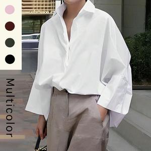 UOOZEE Women's Loose Oversized Collared Lapel Long Sleeve Blouse - Polyester Basic Chic Shirts for Women, Business Casual Office Outfits Tops, Comfortable Fit-Focused Commuting Wear,summerwins,summeroutfits,vacationoutfits,beachoutfits