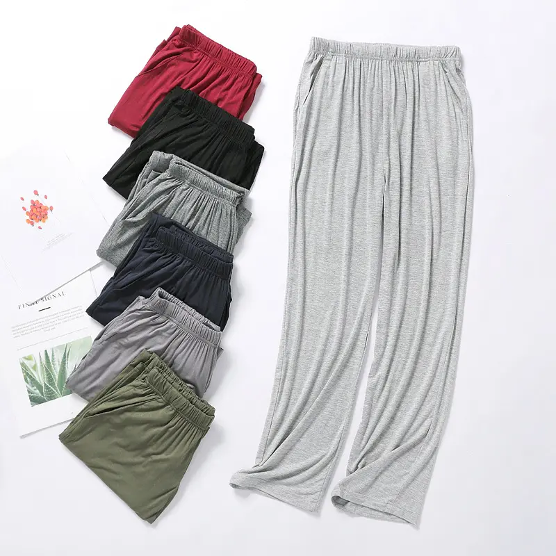 Men's Modal Summer Plain Sleeping Pants - Soft Menswear Loungewear Pajama Bottoms for Home Use, Pajama Set