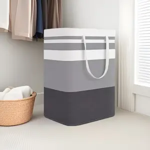 Large 75L Collapsible Laundry Basket Hamper with Easy Carry Handles, Freestanding Waterproof Clothes Hamper for Dirty Clothes, Towels, Toys and Blankets, Space Saving Laundry Organizer for Bedroom, Bathroom, College Dorm, Apartment, Grey