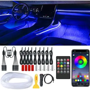 LED Strip Lights, LEDCARE 9 in 1 RGB  Interior Lights with APP & Remote Control, 16 Million Colors Ambient Lighting Kit with 5 Fiber Optic LED Strips & 4 Under  Lights, Sync to