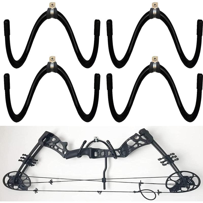 4 Pack Universal Bow Display Brackets Wall Hanger Hook Wall Mount Storage Rack to Display Your Bow - Sturdy Yet Flexible,Hold up to 20 Lbs - Easy to Install - Hold 4 Bow - No Bow