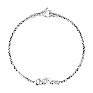 JAI Sterling Silver Cat Mom 2.7mm Box ChainAnkle Bracelet
