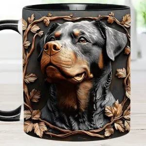 Strong Rottweiler Accent Mug - Unique Design with Distinctive Features, Perfect for Dog Lovers - Drinkware, Tumbler Printed Ceramic
