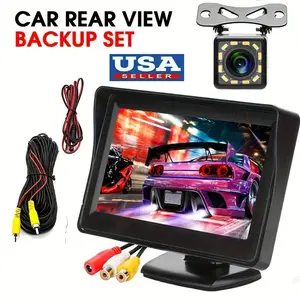 Bileeko Rearview Camera Set 4.3 Inch Screen, HD High Definition Night Vision, Parking Assist, Suitable for Cars, Trucks and Vehicle