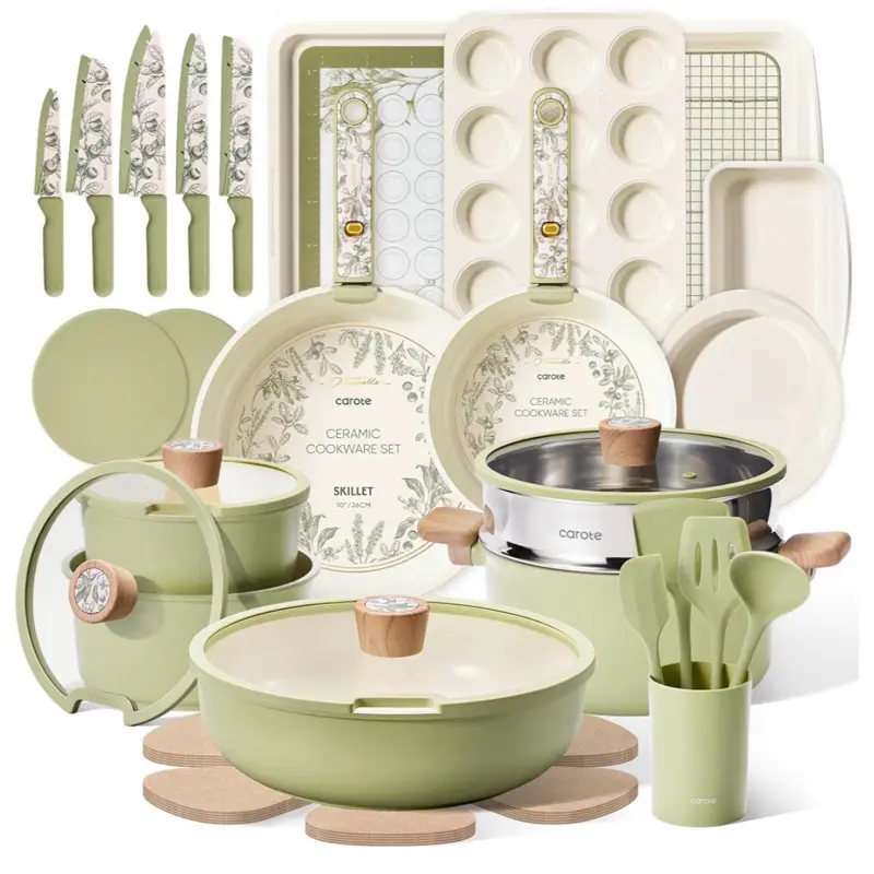 42-Piece Ceramic Cookware Set