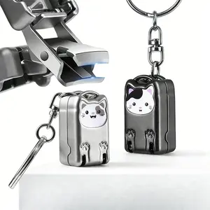 1-piece Stainless Steel Cute Cat Keychain Nail Clipper - Folding Rotating Trimmer with Ergonomic Handle, Compact Portable Manicure Tool Suitable for Travel Grooming, Travel Nail Clipper | Fashion Keychain | Stainless Steel Scissors