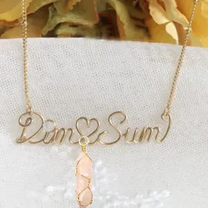 Handmade Custom Non-Natural Crystal Double Names Necklace Birthday Christmas Gifts for Women Teen Girls