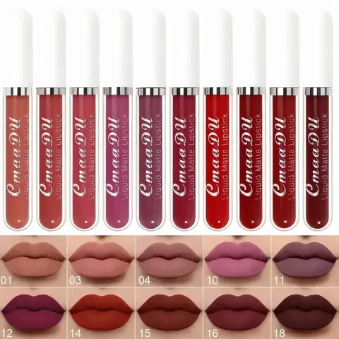 10pcs Matte Finish Lipstick & Lip Gloss Cosmetic Set - Gentle, Sensitive-Skin Friendly, Long-Wear Waterproof, High Pigmentation, Nonstick, Easy-to-Apply, Exfoliating, Smooth Balm, Beginner-Friendly, Multi-Color, Convenient Storage for Lip Care
