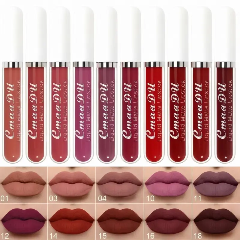 10pcs Matte Finish Lipstick & Lip Gloss Cosmetic Set - Gentle, Sensitive-Skin Friendly, Long-Wear Waterproof, High Pigmentation, Nonstick, Easy-to-Apply, Exfoliating, Smooth Balm, Beginner-Friendly, Multi-Color, Convenient Storage for Lip Care