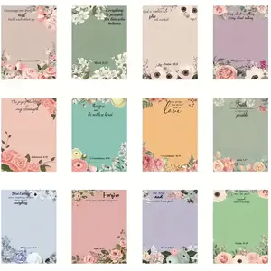 Inspirational Bible Verse Sticky Notes Set, 6/12pcs Floral Pattern Self-Adhesive Memo Pads, Christian Faith Gifts for Women, Teachers, Nurses