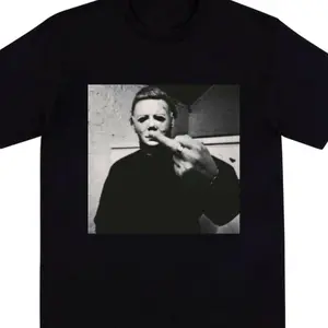 MICHEAL MYERS T-SHIRT, Michael Myers Halloween Middle Finger Movie T-Shirt--- 100% cotton vintage top Casual streetwear summer top Give him/her a gift
