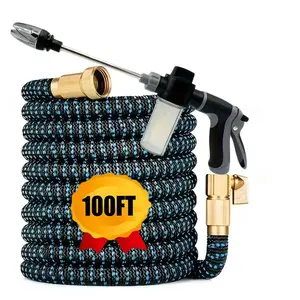 Retractable Magic Garden Hose - Kink Free Hose - Kink Resistant Hose - With High-Pressure Nozzle - Durable Rubber - 3-4inch US Standard Connector - Available in Various Lengths for Lawn Watering and Cleaning