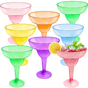 TURNMEON 30 Pack Plastic Margarita Glasses 12 oz Disposable Neon Cocktail Cups for Cinco de Mayo Decorations Mexican Fiesta Party Decorations Fun Taco Tuesday Mexican Theme Party Supplies