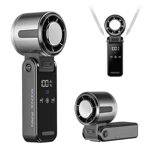 Portable Handheld Ice Cooling Fan, 100 Adjustable Speeds, High-Speed Turbo Foldable Fan for Summer Travel, Beach, Outdoor Activities, Office Desk, Vacation Essentials