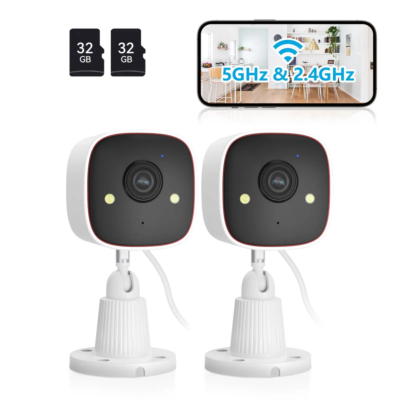 Jennov Outdoor/Indoor Security Cameras  2.4G/5G WiFi , 2K HD Color Night Vision/AI Human Motion Detection /2-Way Audio/IP66 Waterproof Monitor Security Camera for Home,Cloud & 128GB SD Card Storage ,camara de seguridad,baby camera monitor