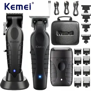Kemei Professional Haircutting Set Km-2296 Km-2299 Km-T95, Charging Trimmer Razor Men's Hair Cutting Machine, 5-Piece Kit Versatile Tools