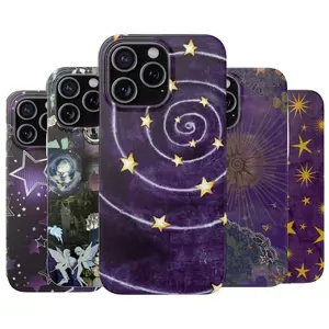 Whimsical Starry iPhone Case, Y2K Aesthetic Phone Case, Trendy Whimsical Galaxy Case, Star Spiral Celestial Phone Cover for iPhone 17 Pro Max 17 Air 17Pro 16 15 14 13 12 11 Pro Max & Samsung S21 S22 S23 S24 Cellphone Protection