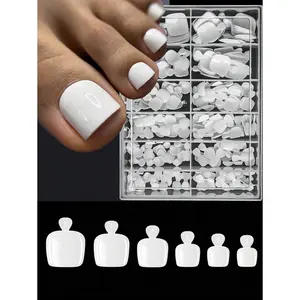 240pcs False Toe Nail Tips 12 Sizes White Full Cover Fake Toenail Tips Press On Salon Toe Nail Art Extension Design Toenails Artificial Acrylic Nail Supplies