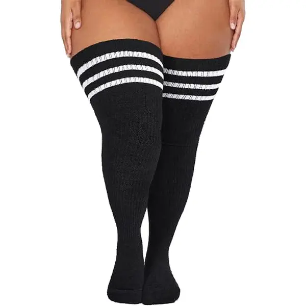 Plus Size Thigh High Socks for Thick Thighs – Extra Long Stretchy Over Knee Knit, Stay Up Non-Slip Warm Socks for Women,Christmas & Halloween Costumen