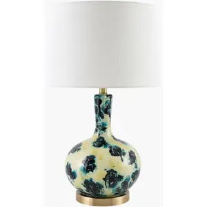 Soft White Traditional Table Lamp with linen details for bedside or console tables