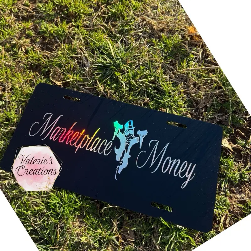 Marketplace Money  Black/Rainbow Chrome License Plate