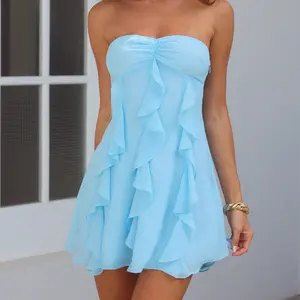 Hello Molly Imagine It Strapless Mini Dress Blue Summer Dress