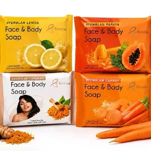 4 PCS MIX Byenblan SOAP 7oz each-lemon, papaya, turmeric, carrot-skin care Facial Wash Skin Repair