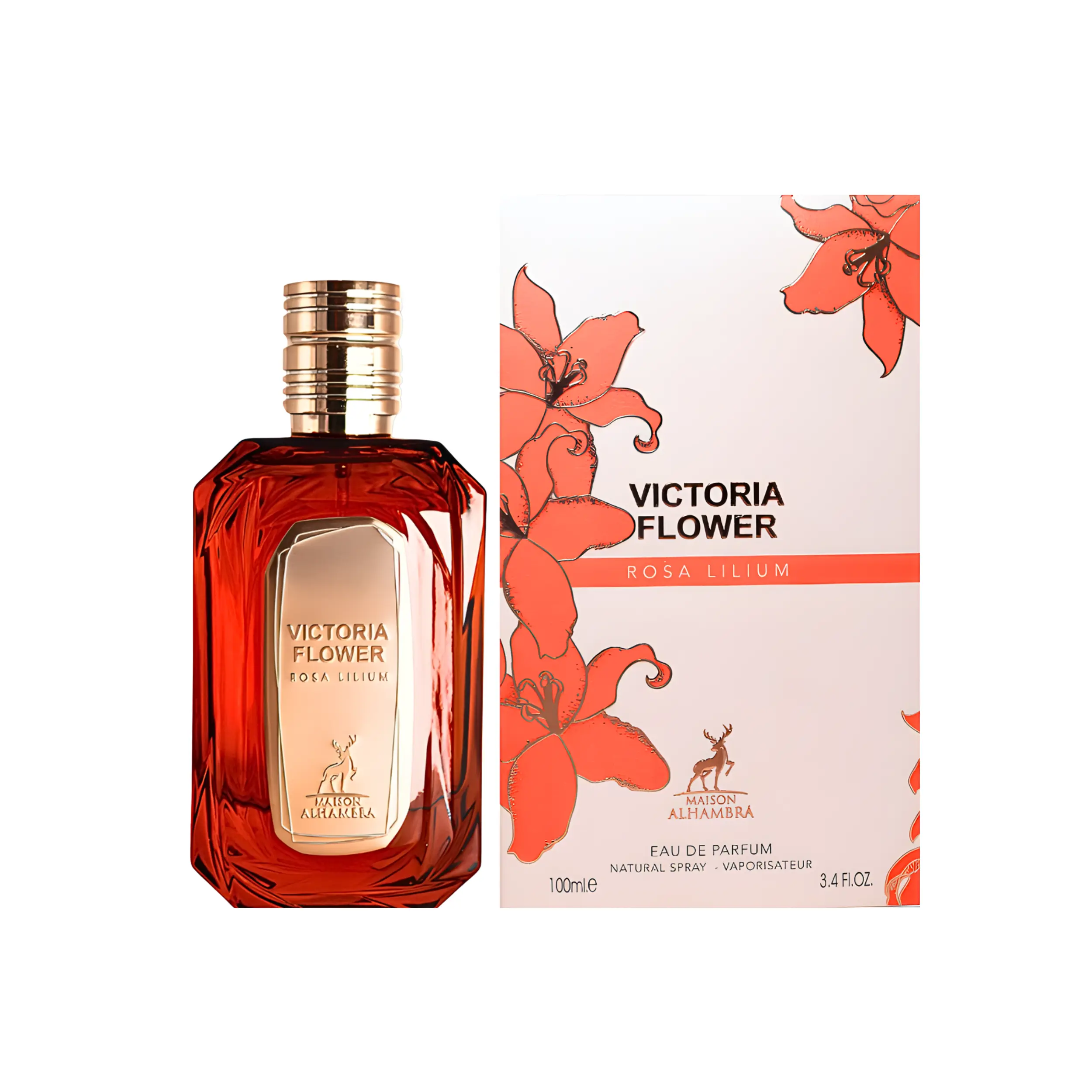 Lattafa Maison Alhambra Victoria Flower Rosa Lilium Eau de Parfum Spray - 3.4 fl oz Floral Chypre Fragrance for Adult Women with Rose, Elegant Floral Scents & Feminine Energy, Single Item, 36 Months Shelf Life, Fragrances, Adults, Liquid, Floral Scent Per