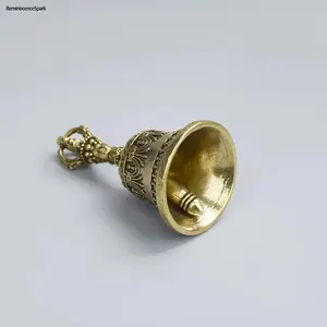 Handcrafted Carved Bronze Handheld Bell | Hand-Held Shaker Bell with Clapping Handle & Premium Craftsmanship | Calming Soothing Tones for Healing & Relaxation | Ideal for Church Ceremonies, Weddings, Schools & All Kinds of Festive Occasions