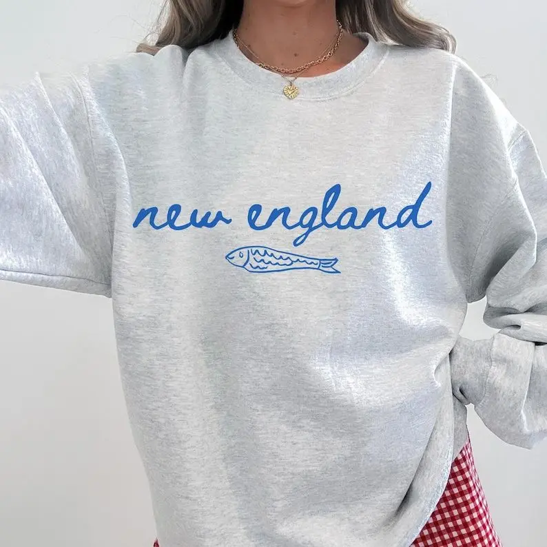 Preppy New England Sweatshirt Fisherman Aesthetic Preppy Clothes Teens Coastal Granddaughter Crewneck Beachy Summer Sweatshirt