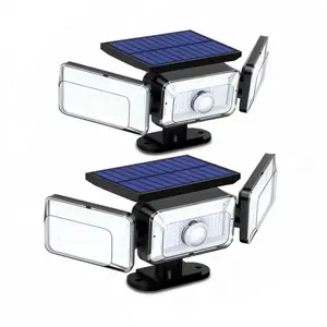 Ultra-Bright Solar Outdoor Security Lights, 2 Pack 3-Head IP65 Waterproof Motion Sensor Lights for Fence & Pathway