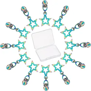 1 Box 12PCS Zipper Pulls#3 Star Auto Lock Zipper Pull Colorful Repair Kit Bulk Teeth Zipper Head for DIY Sewing Tailor Craft Bags Clothing