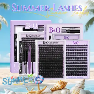 Black Pearl Kit 200D l B&Q Dramatic Soft Mega Thick Volume Individual Clusters,D-Curl,DIY Eyelashes Extension,Waterproof,Week Long Lasting,Salon Full Fake Lashes for Stacking,Vacation Lash Makeup Cosmetic #dealsforyoudays Outdoorfun #tiktokshopmemorialday