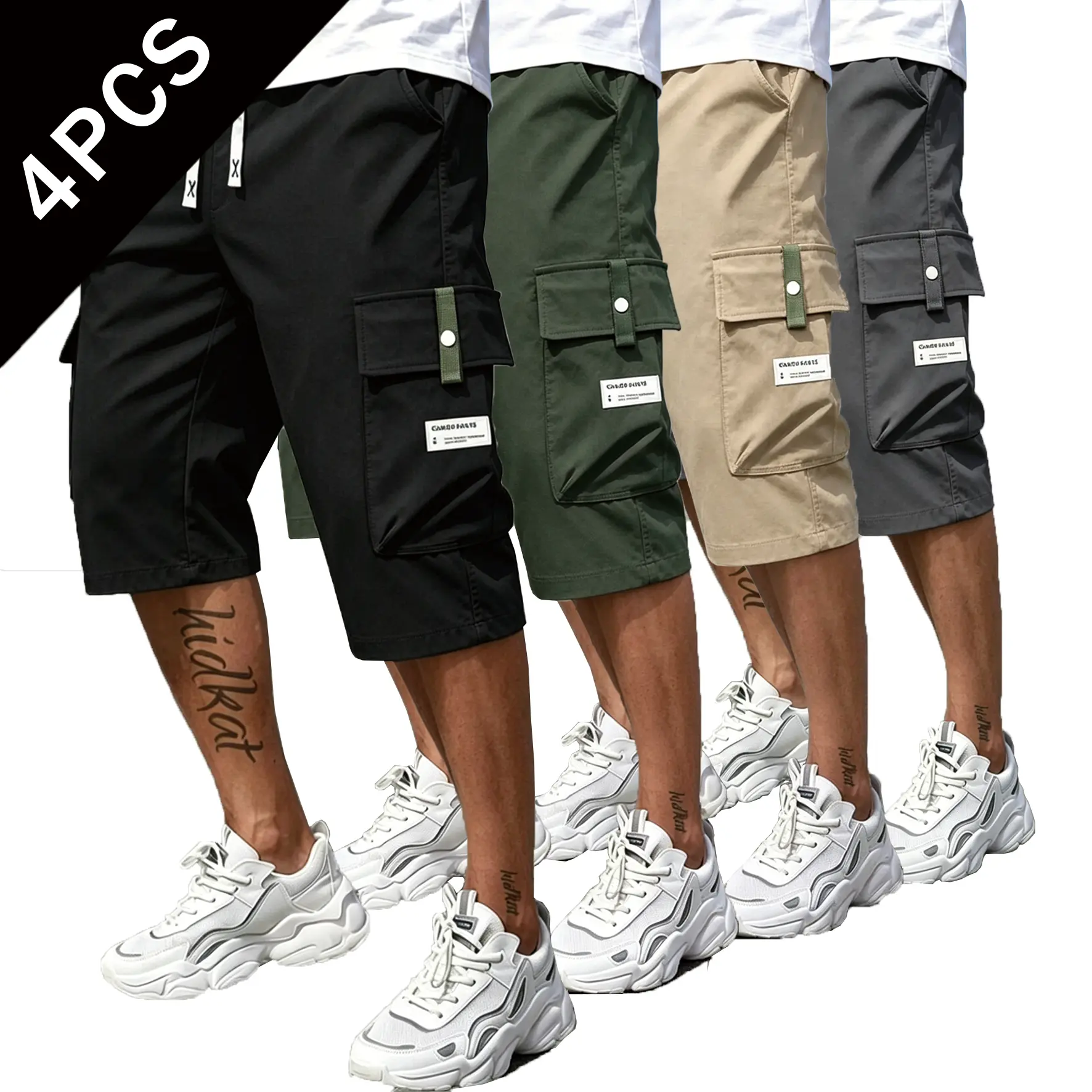 Men's Cargo Shorts Multi Pack (1-4 Packs) - Menswear Activewear, Breathable Lightweight Loose Straight Cut, Durable Male Tactical Bottoms with Cargo Pockets for Camping, Hiking, Athletic, Men's Shorts, Fashion