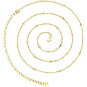 ZELORES 1PC Sterling Silver Waist Chain for Women Adjustable Beads Pearl Belly Chain 14K Gold Beach Bikini Body Chain 31-37 inch Waist Chain