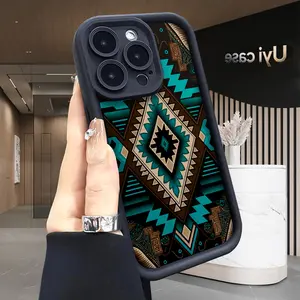 Navajo Geometric Pattern Case for iPhone 16e 15 17 Air 16 14 13 12 11 Pro Max Plus X XS Shockproof Full Camera Protection Durable slim Silicone Cover