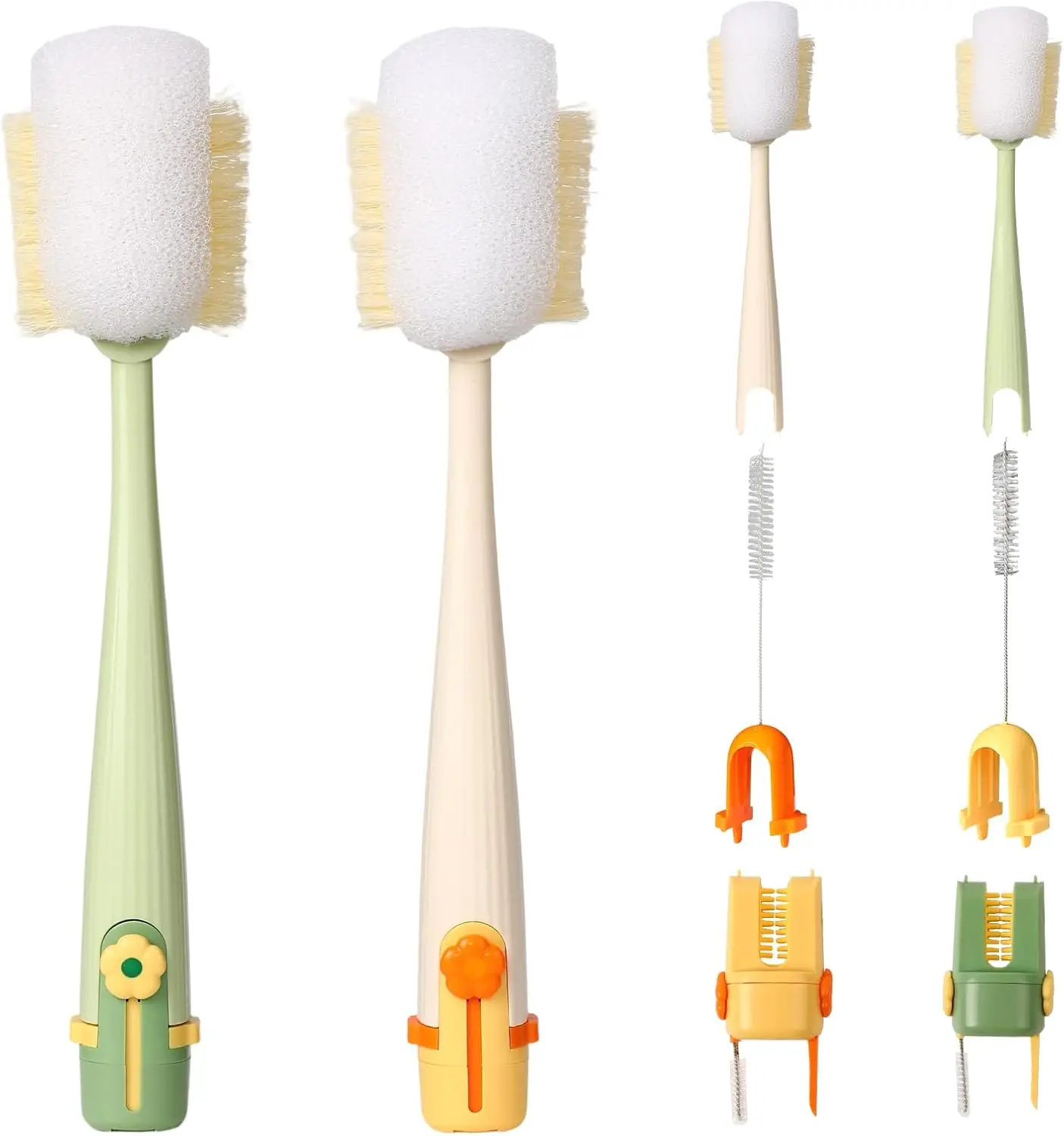 5 in 1 Bottle Lid Gap Cleaning Brush Set, Multifunctional Cup Cleaner for Baby Bottles, Drinking Cups & Straws, Modular & Detachable Design with Long Handle, Easy Rinsing