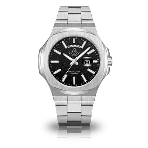 Silver/Black Plain Frosted Stardust Constellation 44mm DayDate homage watch Asorock watches