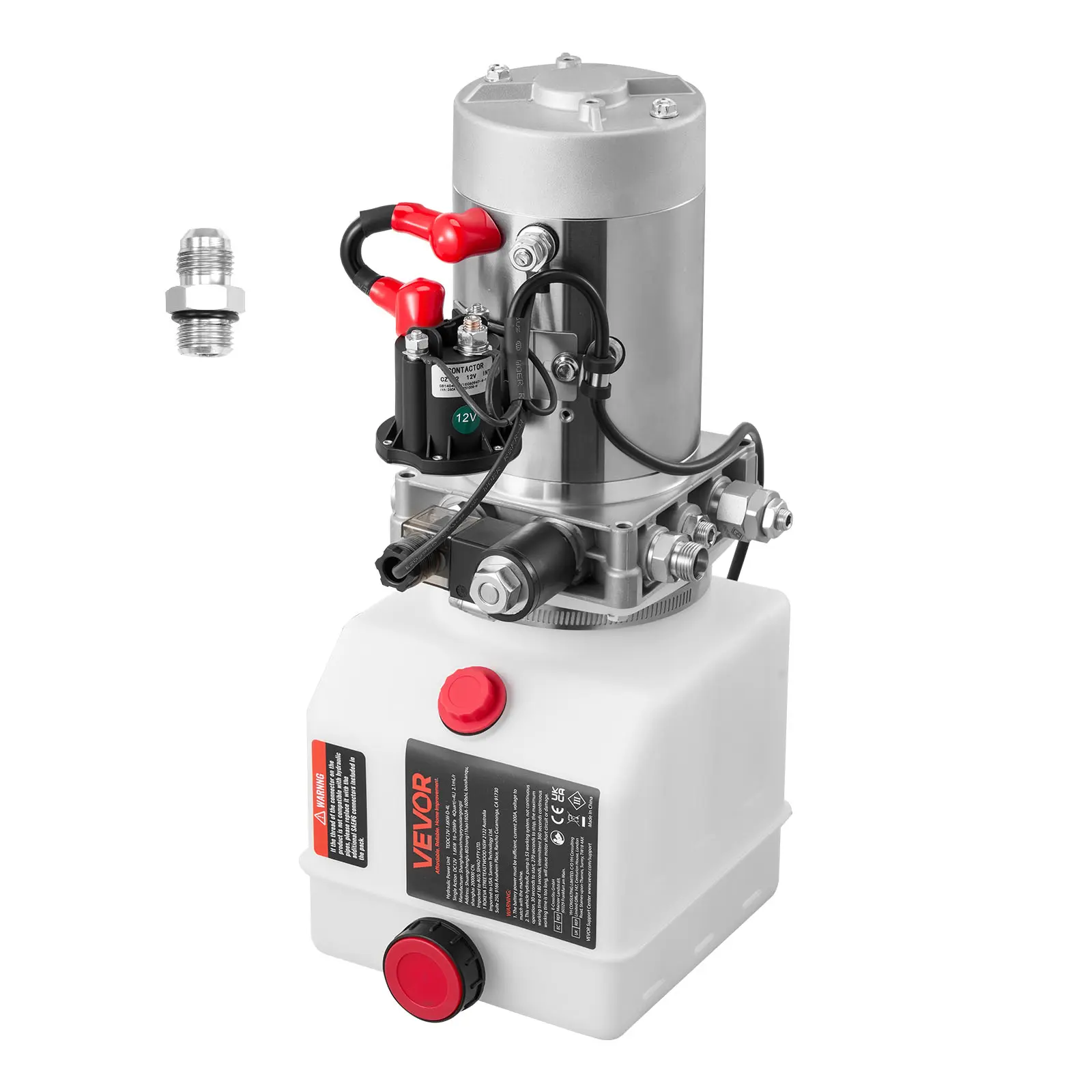 【Summerfinds】VEVOR 4 Quart Hydraulic Power Unit,Single Acting Dump Trailer Pump3200 PSI Max Relief Pressure & 0.91 GPM Flow RateDC 12V Hydraulic Pump with Metal Reservoir for Dump Trailer Car Lifting