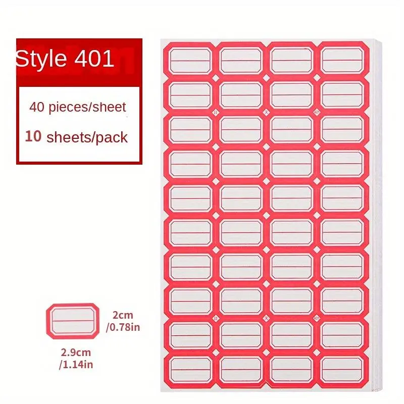 Self-adhesive Label Sticker, 10 Sheets/400pcs Self Adhesive Label Paper, Handwritten Marking Price Name Sticker, Classification Sticker, Sticky Labels