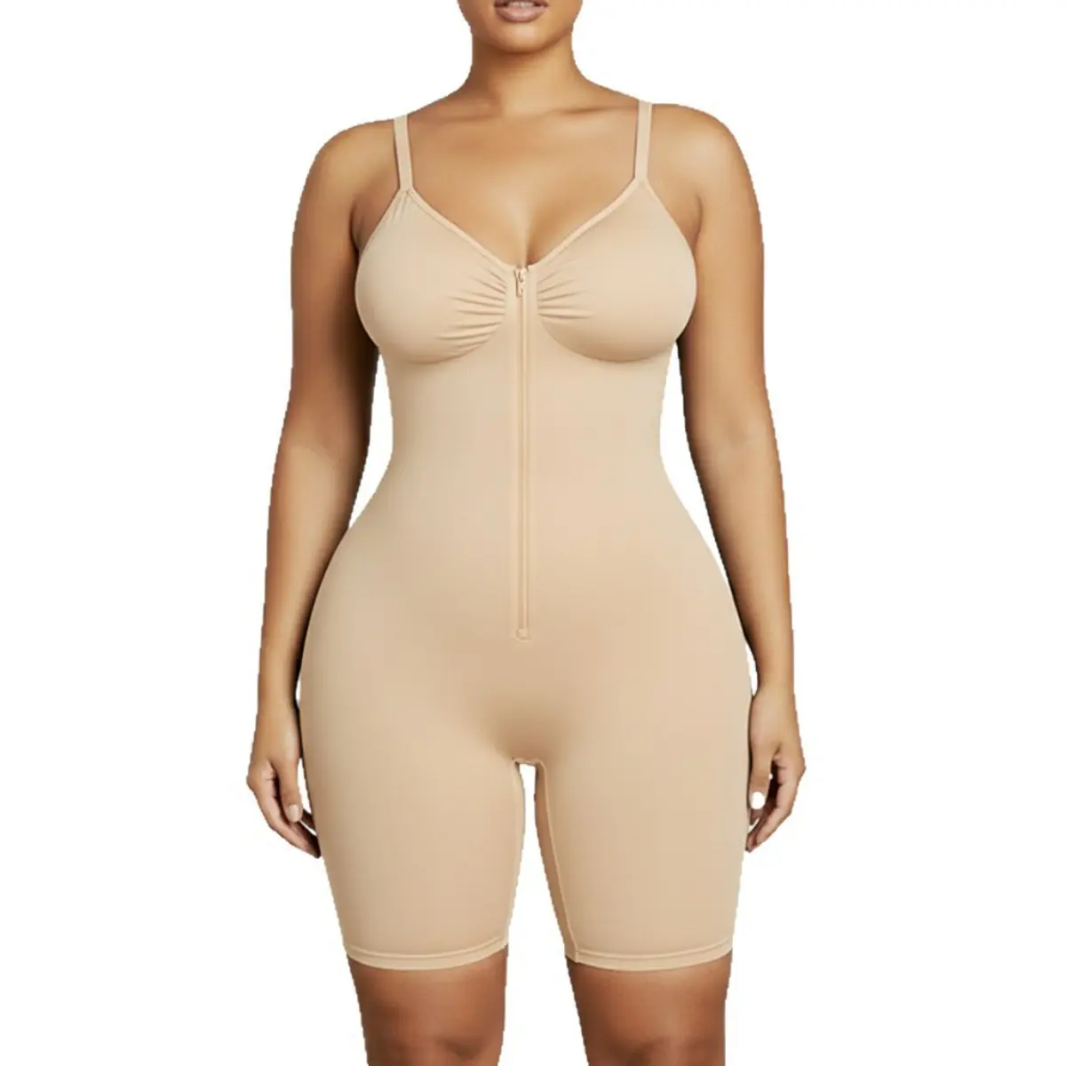 SHAPERX Shapewear for Women Tummy Control Bodysuits Zip-Up Comfort Ultra Stretch Fabric Customizable Breathable Mesh Design
