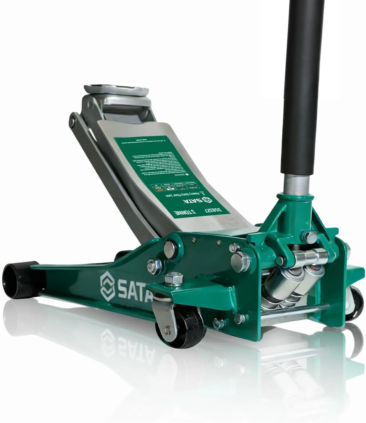 SATA 3-Ton (6,600 lb) Heavy-Duty Steel Floor Jack Ultra-Low Profile Design (2-11/16” Height) with Dual-Piston Quick Lift Pump, Tested for 1.5X Overload for Ultimate Safety