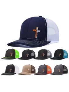 2pcs/1pc Unisex Trucker Hat Cross Printing Mesh Baseball Cap Richardson Slightly Curved Brim Baseball Cap Adjustable Dad Hats Outdoor Mesh Breathable Sun Hat Gift for Men Women