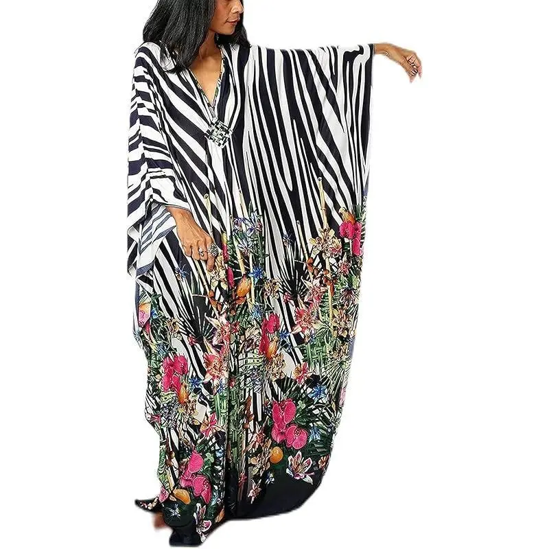 WomensCaftanFloralPrintKaftanDressShortSleeveSwimsuitCoverupLoungewearforSummer WomensCaftanFloralPrintKaftanDressShortSleeveSwimsuitCoverupLoungewearforSummer