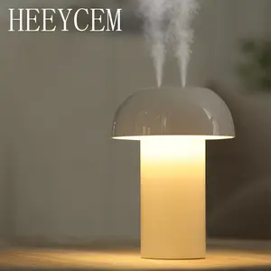 Mushroom humidifier, dual nozzle design, USB humidifier, equipped with atmosphere night light - touch light adjustment, quiet operation, suitable for bedroom bedside, home office desktop decoration, quiet humidifier for bedroom