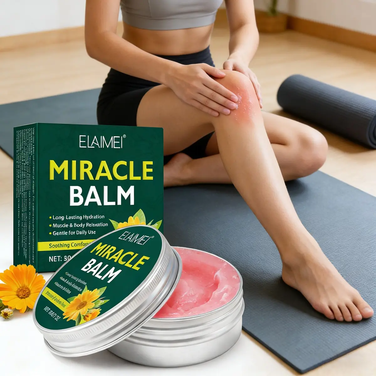 Elaimei Miracle Massage Balm Long-Lasting Moisturizing Skin Hydration Soothing Muscle Relaxation Gentle Formula Suitable for Daily Use, Single Item Pack, Body Care Moisturizer Hydrating, Soothing Relief, Moisture, Oil