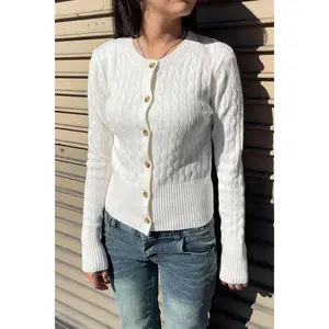 Downtown Girl Cable Knit Button-Front Cardigan Sweater